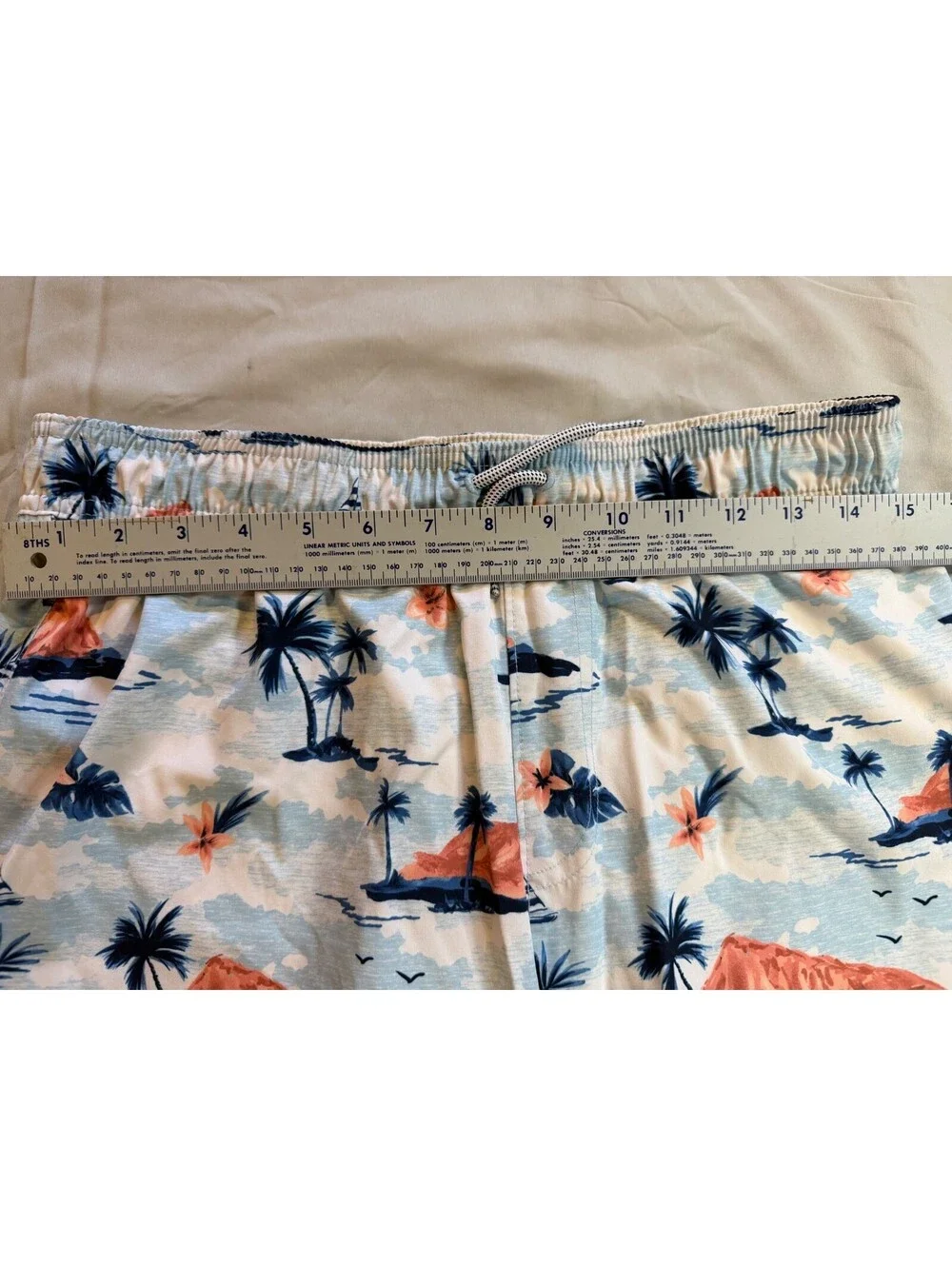 Abercrombie Kids Tropical Island Palm Tree Swim Trunks Blue Orange Size 17/18